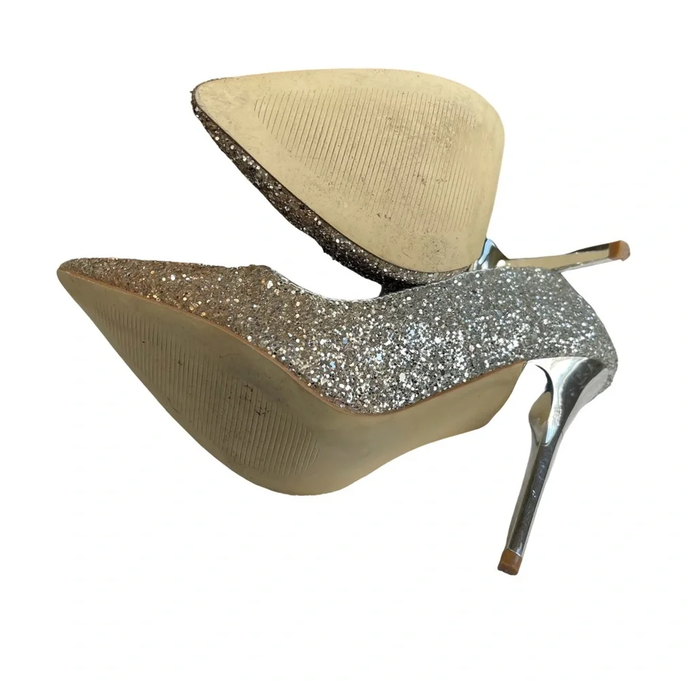 Kendall & Kylie Madden girl Silver Sparkle Glitter High Ombré Heels. siz…